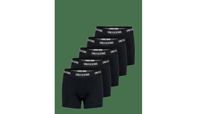 ONLY & SONS Osjfitz Solid Boxer 5-Pack Jnr Noos - BLACK - 134 – kuva 1/2