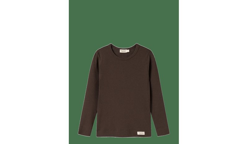MARMAR COPENHAGEN Plain Tee Ls - DARK ROAST - 110 – kuva 1/2