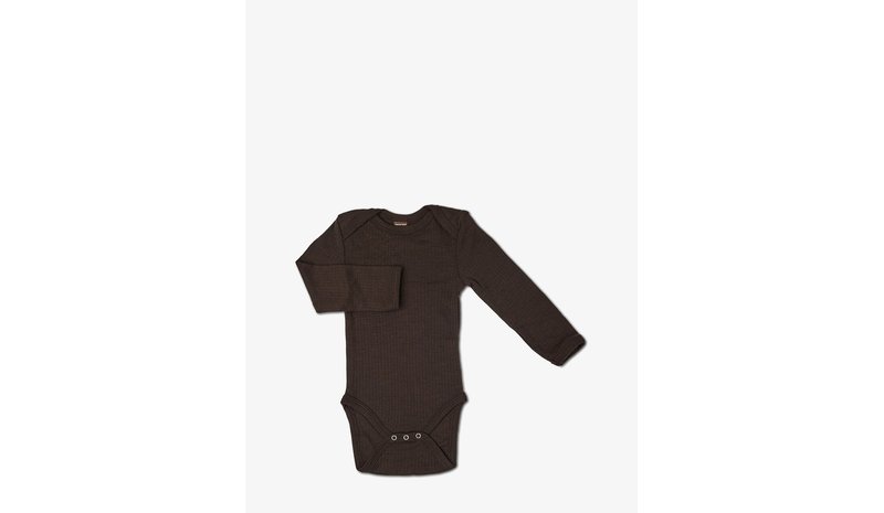 SMALLSTUFF Body Ls, Brown Drop Needle, Merino Wool - BROWN - 98 – kuva 1/2