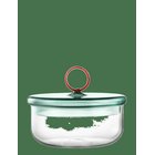 MUURLA Loop Low Jar W Lid 12Cm, Clear/Teal/Amber - CLEAR - 0.8 L