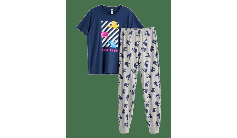 LINDEX Fall Guys Pyjama Set - DK DUSTY BLUE - 146/152 – kuva 1/2