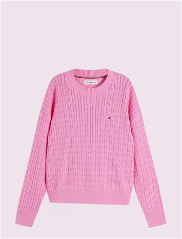 TOMMY HILFIGER Cable Sweater - PINK DAISY - 42 – kuva 1/2
