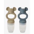 NUUROO Lauge Silicone Fruit Pacifier 2-Pack - BERING SEA / COBBLESTONE - 14.5X4X5.5 cm