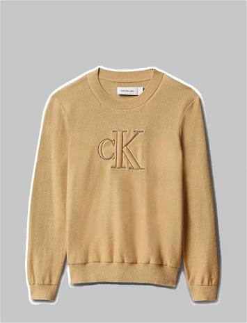 CALVIN KLEIN Quilted Monogram Sweater - SANDY BEIGE - 170 – kuva 1/2