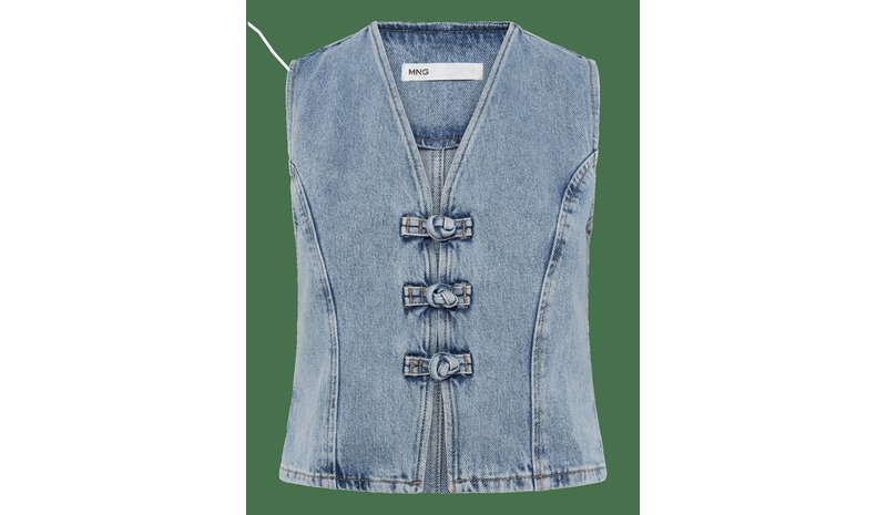 MANGO Toggle Denim Top With Frogs - OPEN BLUE - XL – kuva 1/2
