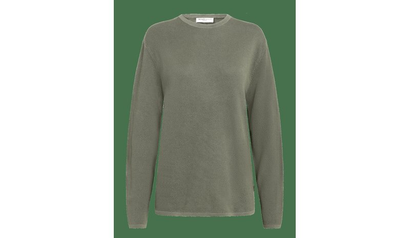 TOM TAILOR Basic Structred Crew Neck Knit - URBAN OLIVE GREEN - S – kuva 1/2