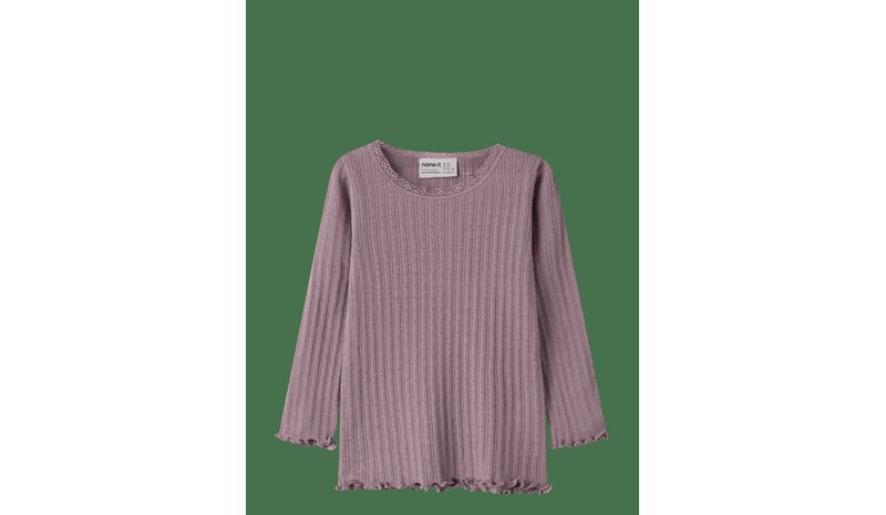 NAME IT Nmfwossa Wo/Si Rib Ls Top - TOADSTOOL - 98 – kuva 1/2