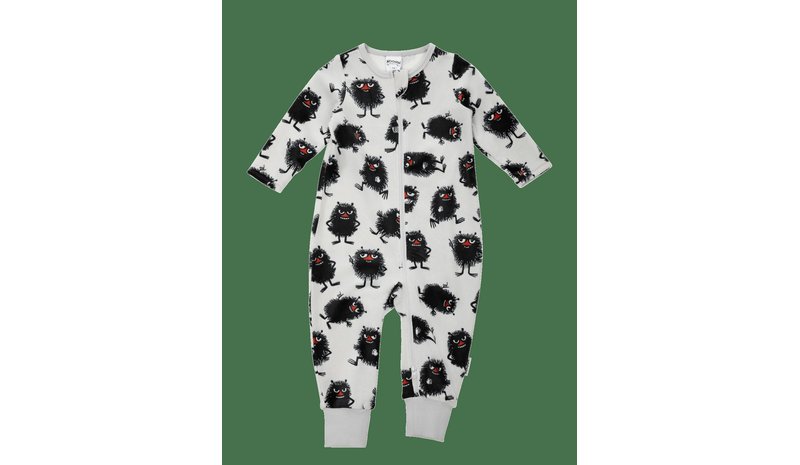 MOOMIN Pigg Velourpyjamas - LIGHT GREY - 98 – kuva 1/2