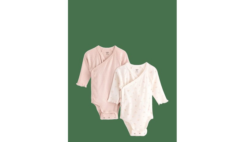 LINDEX 2-Pack Wrap Bodysuits In Pointelle - LIGHT PINK - 68 – kuva 1/2