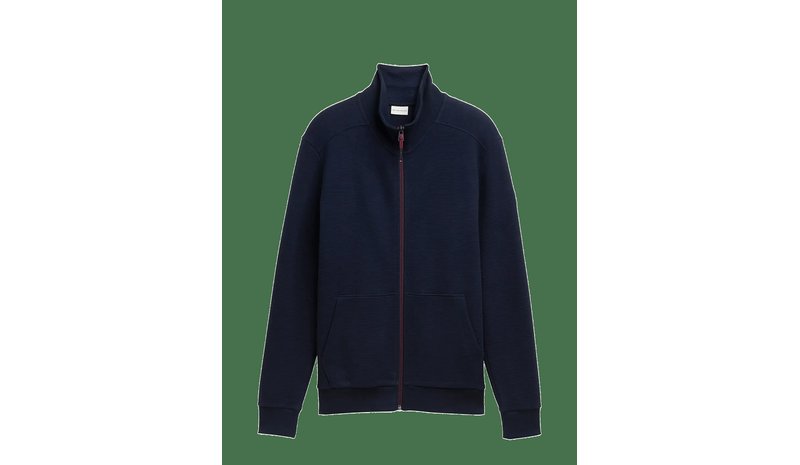 TOM TAILOR Structured Stand-Up Sweat Jacket - SKY CAPTAIN BLUE - S – kuva 1/2