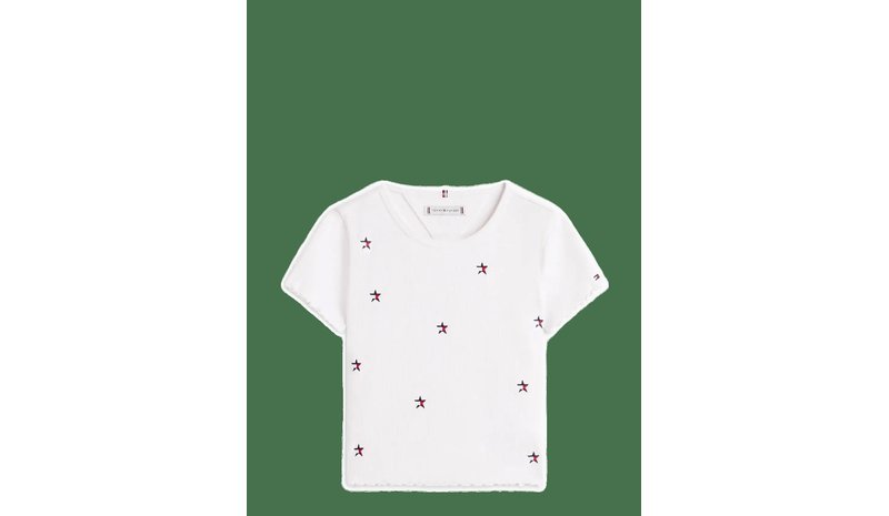 TOMMY HILFIGER Rib Star Top - WHITE - 140 – kuva 1/2