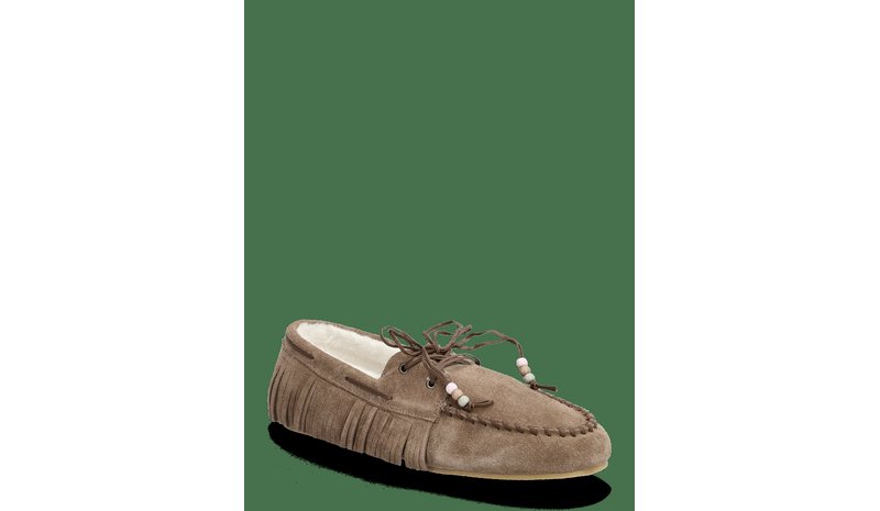 MANGO Shearling Leather Moccasins - MEDIUM BROWN - 36 – kuva 1/2