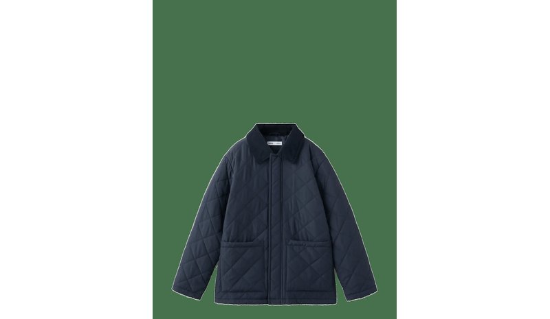 MANGO Quilted Jacket With Corduroy Collar - NAVY - 128 – kuva 1/2