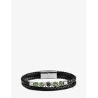 EDD. Leather/Beads Combo Bracelet - GREEN - M 20 cm