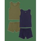 COPENHAGEN COLORS Rib Jersey 2Pack Tank-Top & Boxershorts - NAVY/DARK GREEN COMB - 116