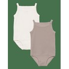 COPENHAGEN COLORS Rib Jersey 2Pack Straptop & Underpants - CREAM/ GREY COMB. - 116