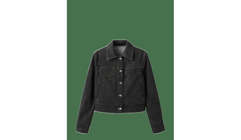 MANGO Fitted Denim Jacket With Pockets - BLACK - L – kuva 1/2