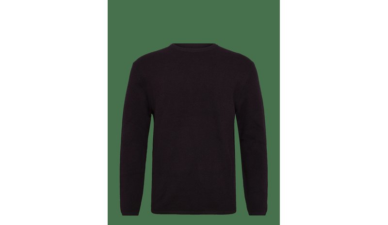 TOM TAILOR Basic Structred Crew Neck Knit - DARK PLUM - S – kuva 1/2