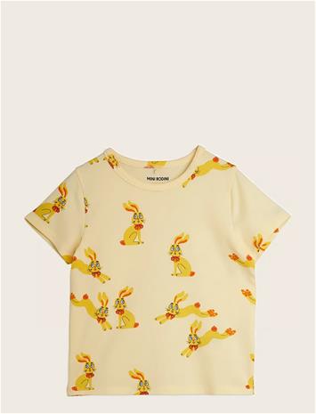 MINI RODINI Rabbits Aop Ss Tee - YELLOW - 68/74 – kuva 1/2