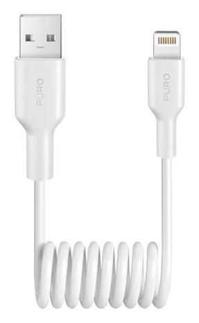 Puro 12W USB-A Spiral Cable - Lightning 1m - White