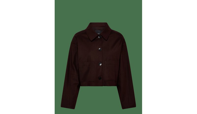 MANGO Cropped Jacket With Pockets - DARK BROWN - S – kuva 1/2