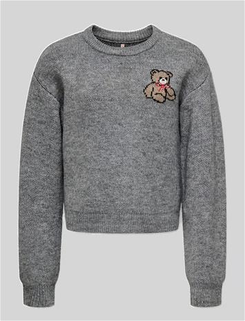 KIDS ONLY Kogteddy L/S Pullover Knt Noos - MEDIUM GREY MELANGE - 110-116 – kuva 1/2
