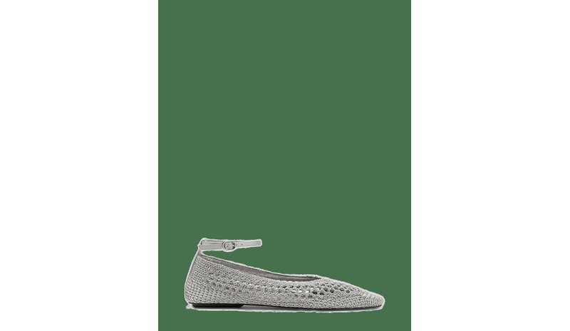 MANGO Crochet Ankle Strap Ballerinas - SILVER - 41 – kuva 1/2