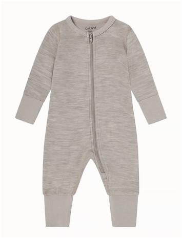 CELAVI Jumpsuit Ls - Solid - MOCHA MERINGUE MELANGE - 80 – kuva 1/2