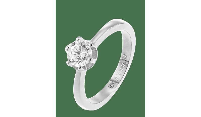 BY JOLIMA Classic Solitaire Stone Ring - SILVER - 1.6 cm – kuva 1/2