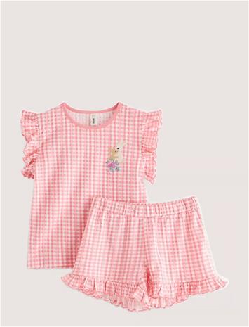 Lindex Pyjama Set In Gingham - Pink - 122/128