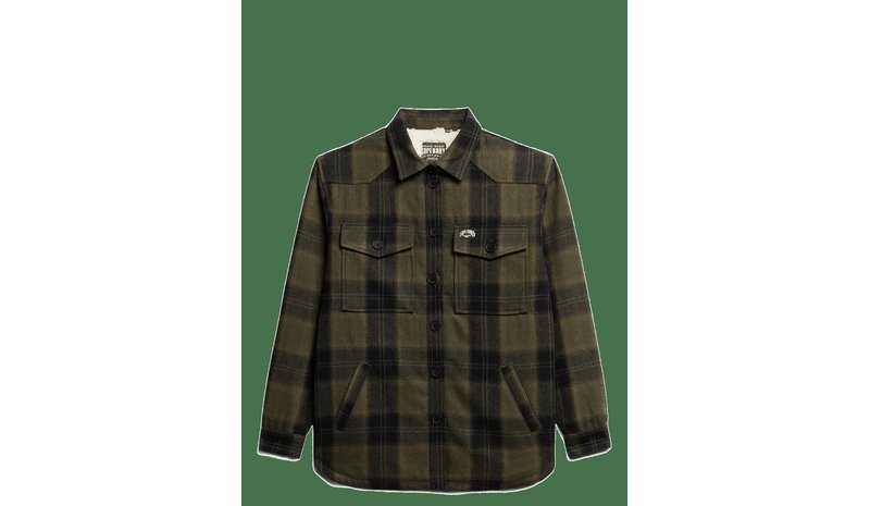 SUPERDRY Borg Check Overshirt - RODERICK CHECK OLIVE - 14 – kuva 1/2