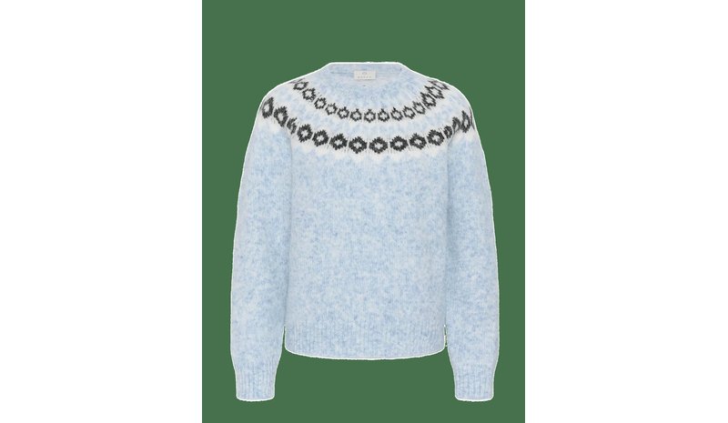 KAFFE Kaberta Pullover - BLUE MEL. -GREY/CHALK PATTERN - S – kuva 1/2
