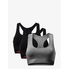 DANISH ENDURANCE Organic Cotton Bralette (Women) 3-Pack - MULTICOLOR (2X BLACK, 1X GREY/BLACK) - XL
