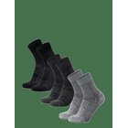 DANISH ENDURANCE Light Hiking Crew Socks 3-Pack - MULTICOLOR (1X LIGHT GREY, 1X DARK GREY, 1X BLACK) - 43-47