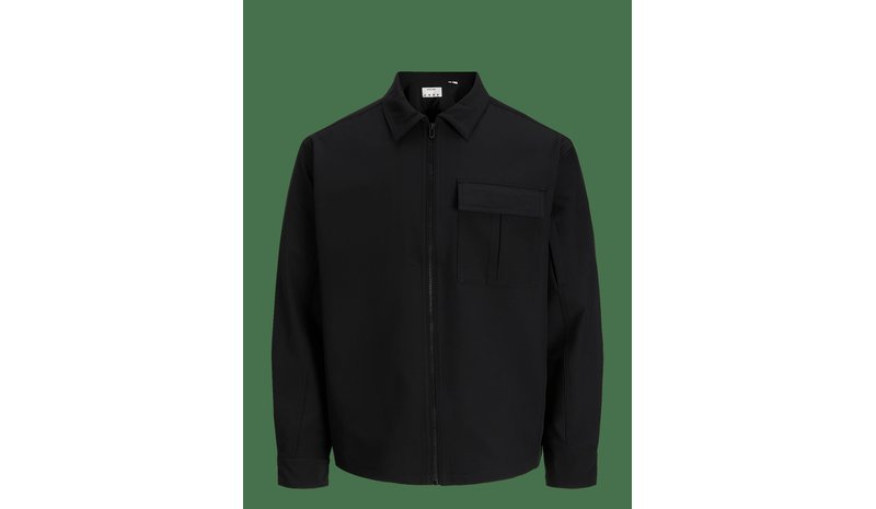 JACK & JONES Jcofusion Tech Zip Overshirt - BLACK - L – kuva 1/2
