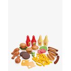 DANTOY Bbq Playfood-56 Pcs Ctn. - RED, BROWN, YELLOW, GREEN, WHITE - 38X 23X 9 cm