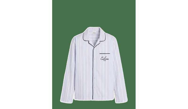 CALVIN KLEIN Script L/S Button Down - 21632 CREST STRIPE+ICE CASTLE - L – kuva 1/2