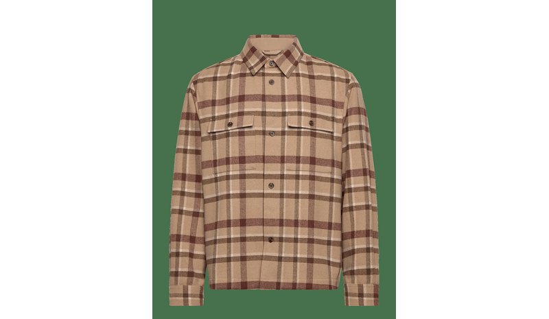MANGO Check Overshirt With Pockets - MEDIUM BROWN - XL – kuva 1/2