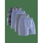 DANISH ENDURANCE Organic Woven Boxers (Men) 4-Pack - ASSORTED BLUE/STRIPES MIX - L