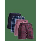 DANISH ENDURANCE Organic Woven Boxers (Men) 4-Pack - ASSORTED BLUE/RED MIX - 3XL