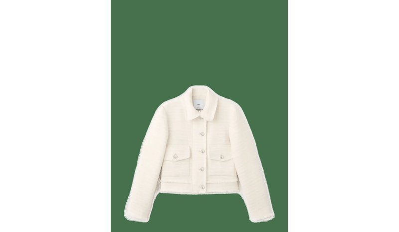 MANGO Tweed Jacket With Notched Lapel Collar - LIGHT BEIGE - M – kuva 1/2