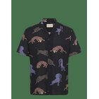 REVOLUTION Short-Sleeved Cuban Shirt - BLACK - L