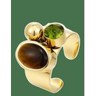BUD TO ROSE Retro Ring Brown/Green/Gold - GOLD - One Size
