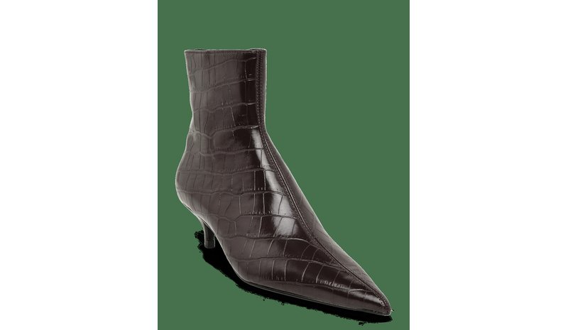 MANGO Kitten Heel Pointed-Toe Ankle Boot - DARK RED - 37 – kuva 1/2