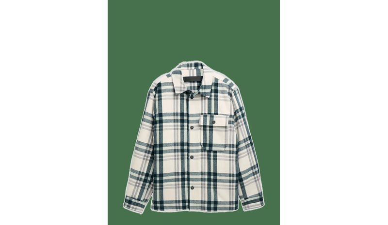 TOM TAILOR Regular Wool Optic Overshirt - OFF WHITE GREEN BIG CHECK - L – kuva 1/2