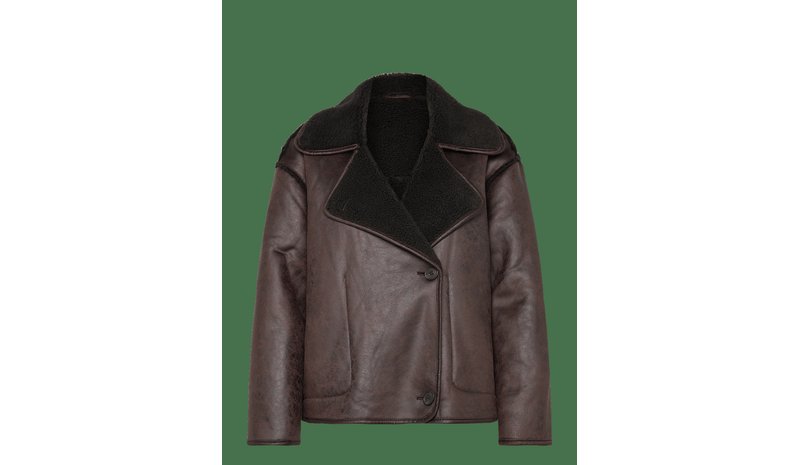 VILA Vikadera L/S Shearling Jacket - DEMITASSE - 36 – kuva 1/2