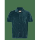 REVOLUTION Velour Short-Sleeved Cuban Shirt - DARKPETROL - XL