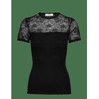 ROSEMUNDE Rwbeatha Silk Ss Lace T-Shirt - BLACK - XL