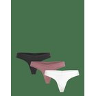 ORGANIC BASICS Flex Thong 3-Pack - OFF WHITE/ROSE WOOD/BLACK - XS