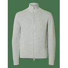SELECTED Slmdane Ls Knit Reg Struc Full Zip Noos - LIGHT GREY MELANGE - L